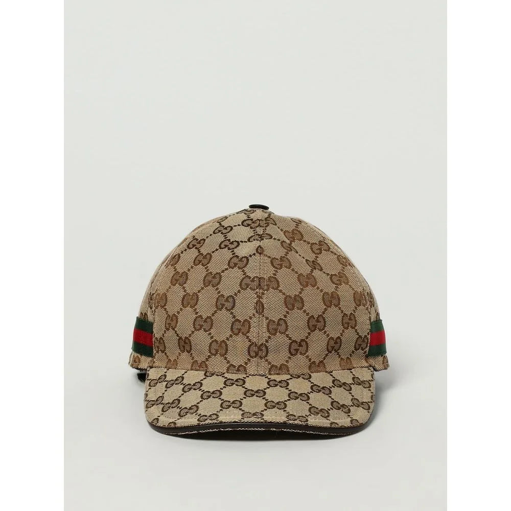 Gucci Beige Cotton And Leather Cap (Baseball Hat) - M - Baseball Caps