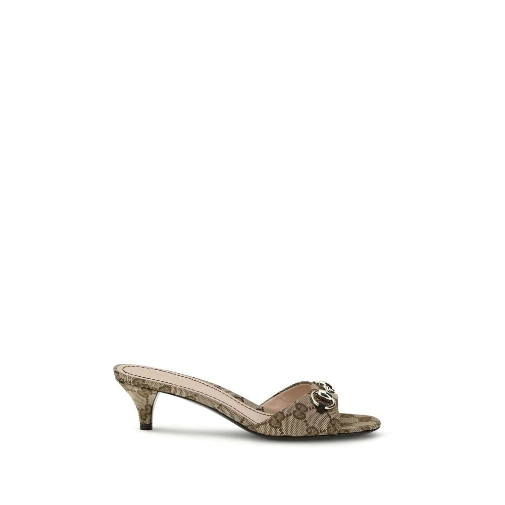 Gucci Beige Polyester Stiletto Heel Sandals