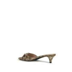 Gucci Beige Polyester Stiletto Heel Sandals - EU37.5/US7.5