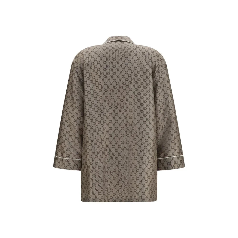 Gucci Beige Silk Dress Shirt