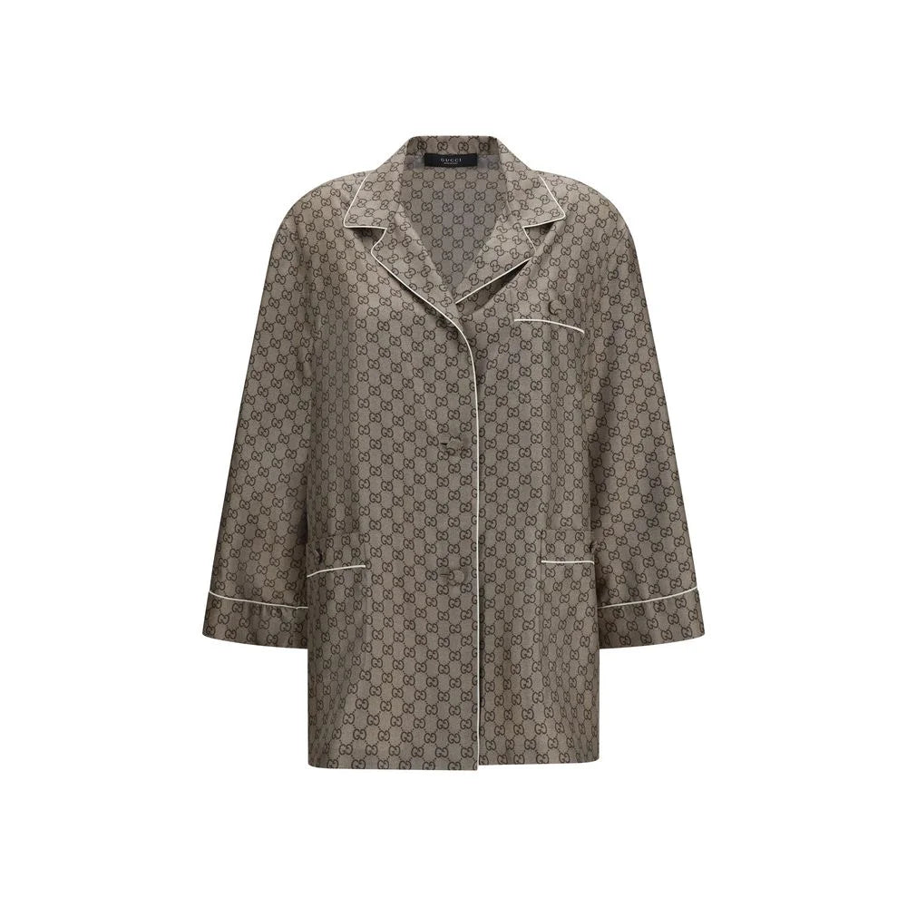 Gucci Beige Silk Dress Shirt