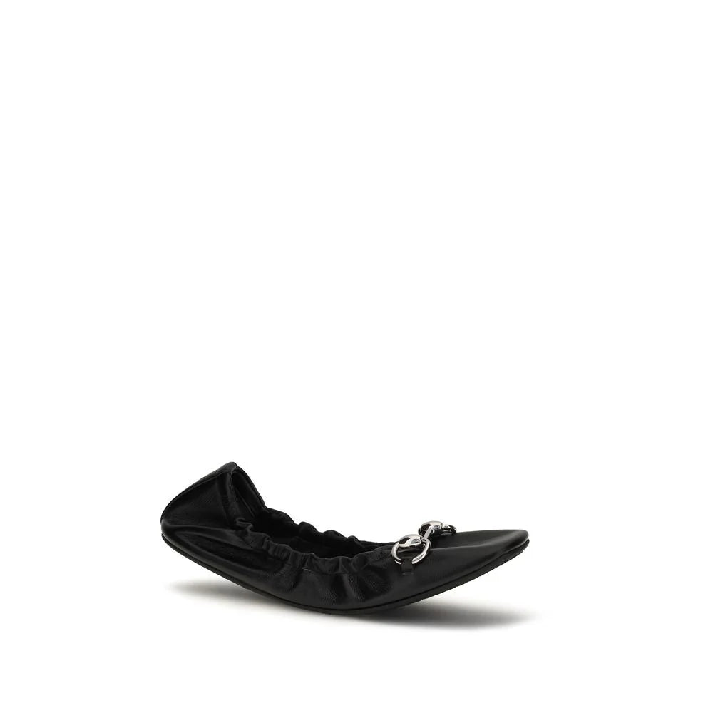 Gucci Black Calf Leather Bos Taurus Ballet Flats - EU38/US8