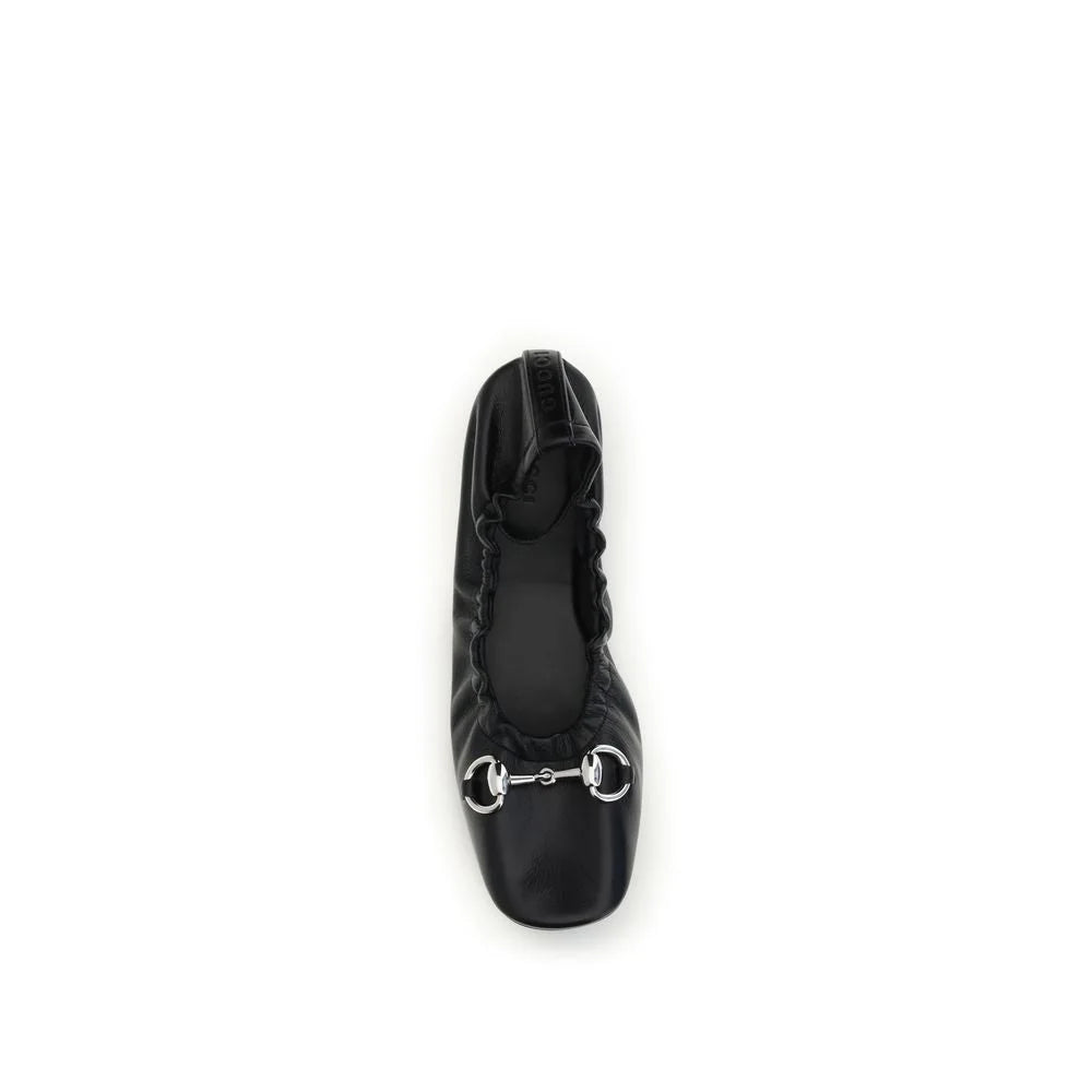 Gucci Black Calf Leather Bos Taurus Ballet Flats - EU38/US8