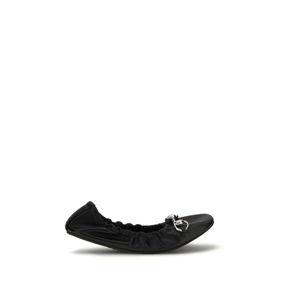 Gucci Black Calf Leather Bos Taurus Ballet Flats - EU38/US8