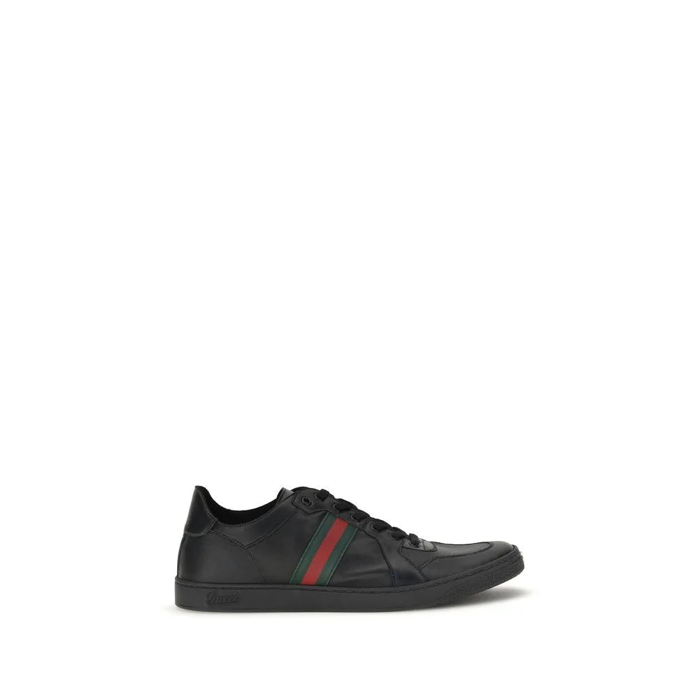 Gucci Black Calf Leather Bos Taurus Low Top Sneakers