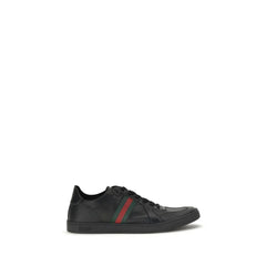 Gucci Black Calf Leather Bos Taurus Low Top Sneakers