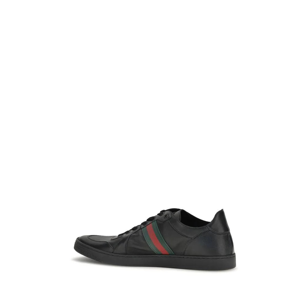 Gucci Black Calf Leather Bos Taurus Low Top Sneakers