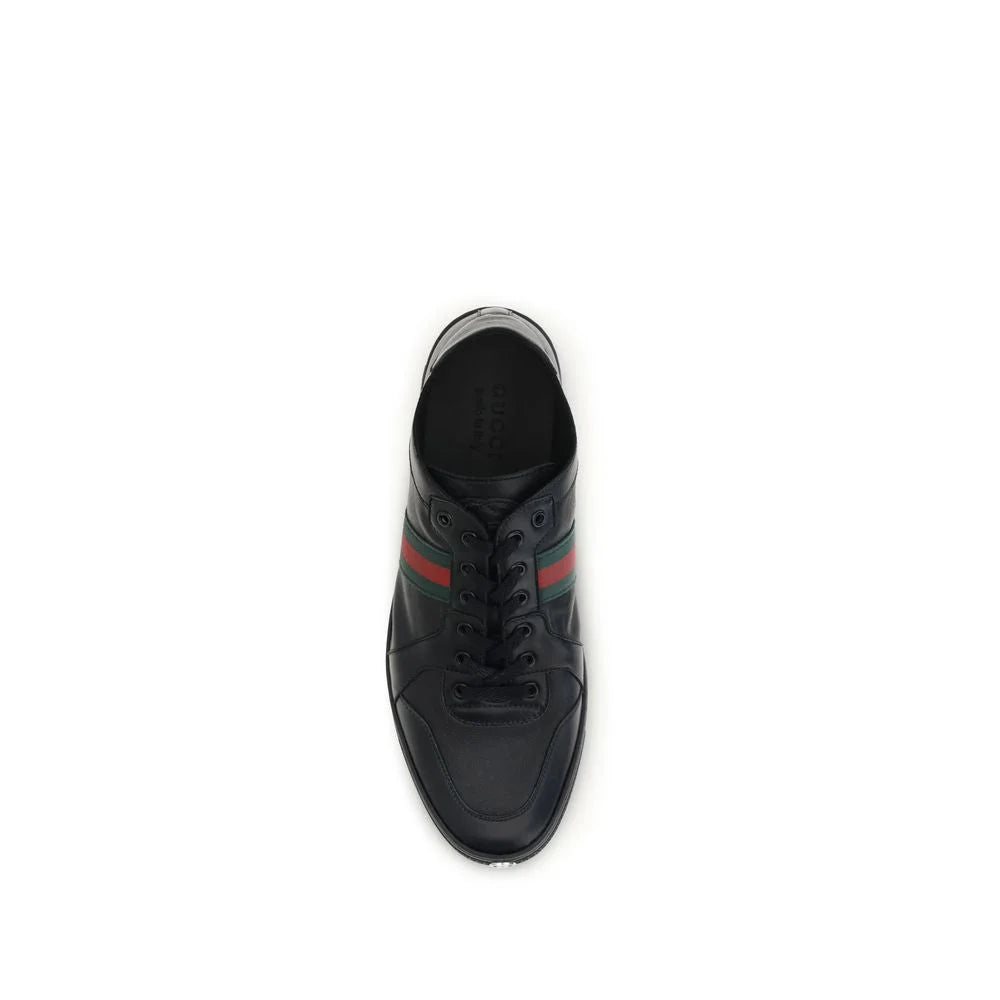 Gucci Black Calf Leather Bos Taurus Low Top Sneakers