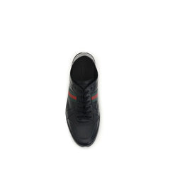Gucci Black Calf Leather Bos Taurus Low Top Sneakers