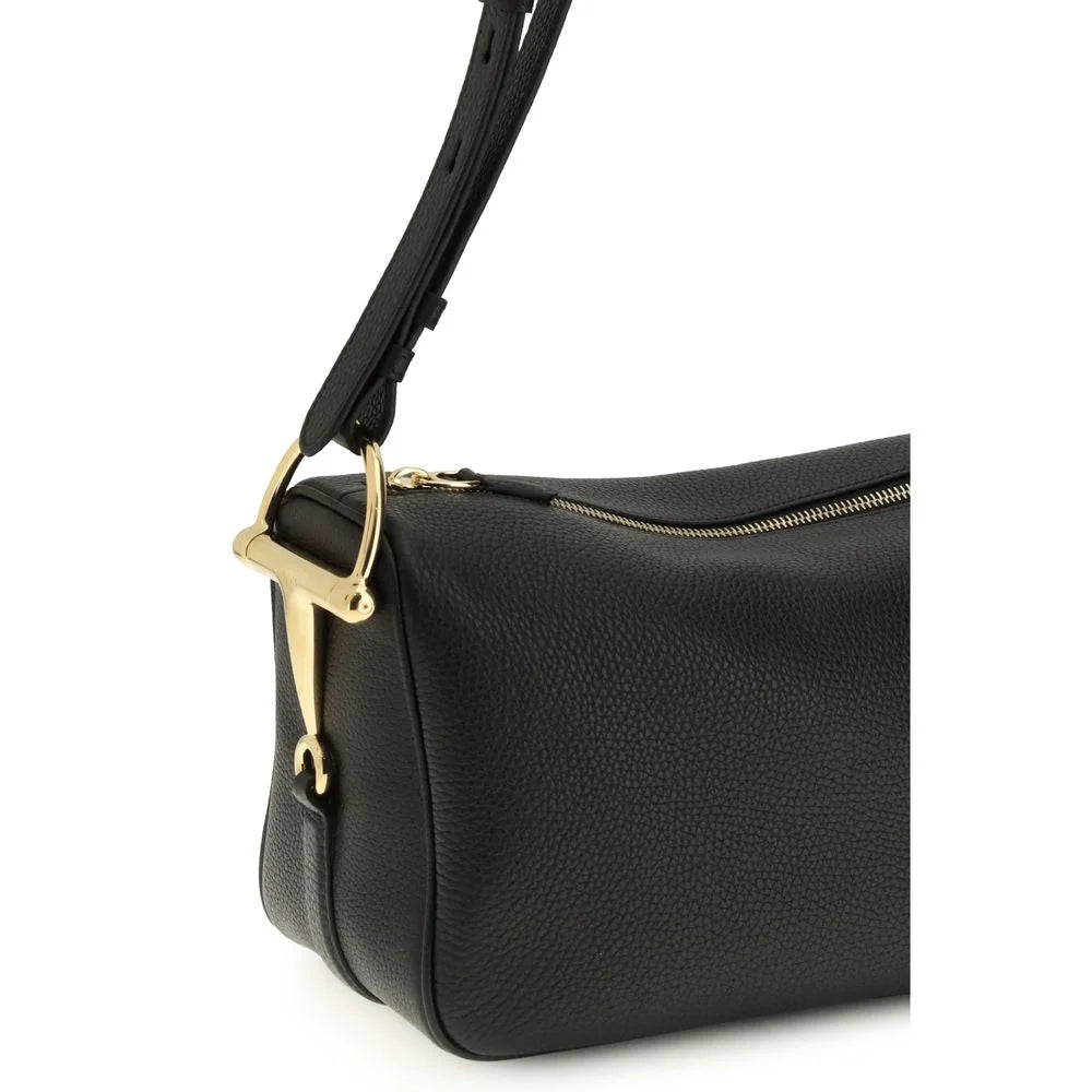 Bolsa de ombro Gucci preta de couro de bezerro Bos Taurus