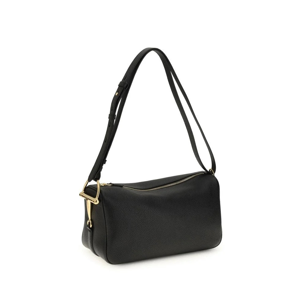 Bolsa de ombro Gucci preta de couro de bezerro Bos Taurus