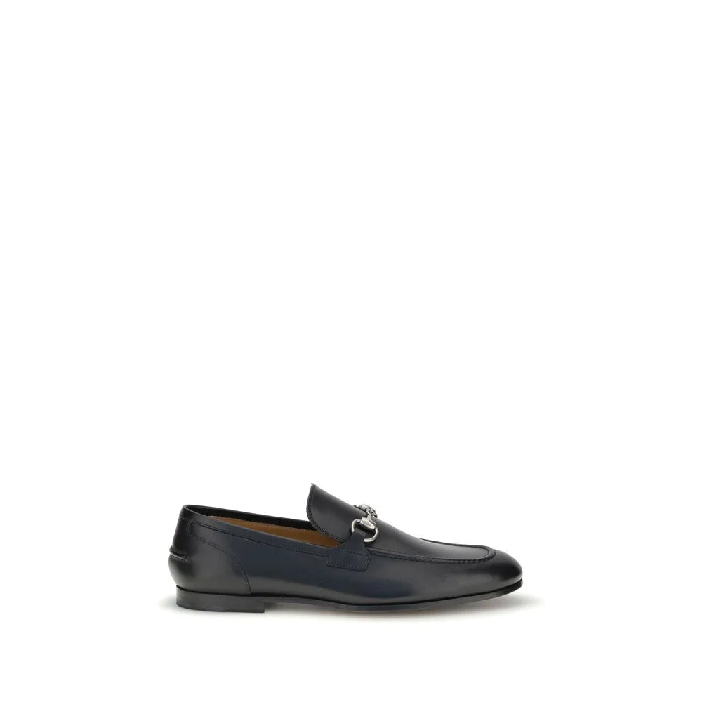 Gucci Black Calf Leather Bos Taurus Slip-On Loafers
