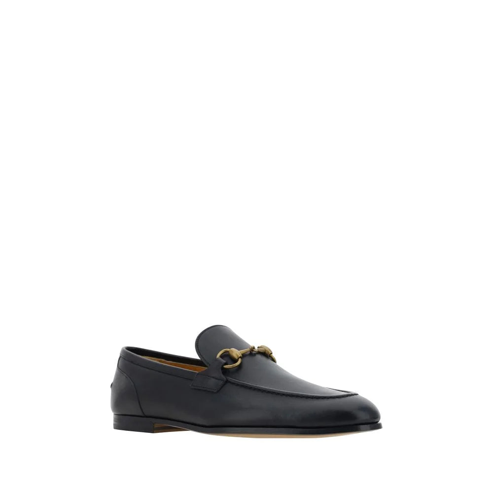 Gucci Black Calf Leather Bos Taurus Slip-On Loafers