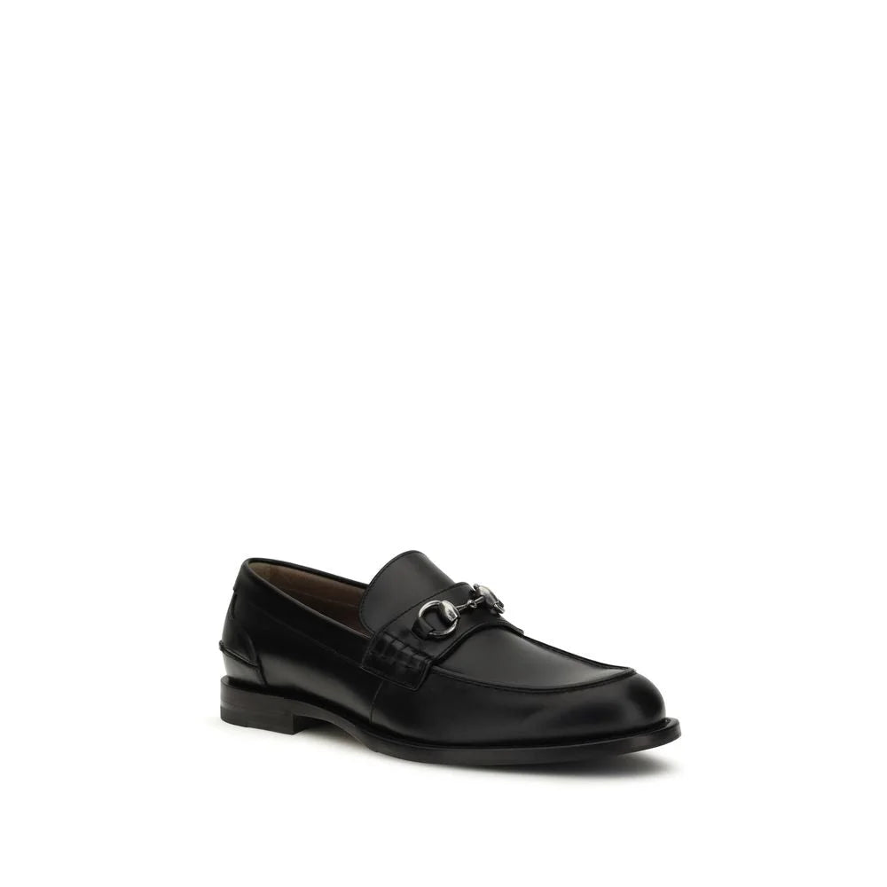 Gucci Black Calf Leather Bos Taurus Slip-On Loafers - EU40/US7