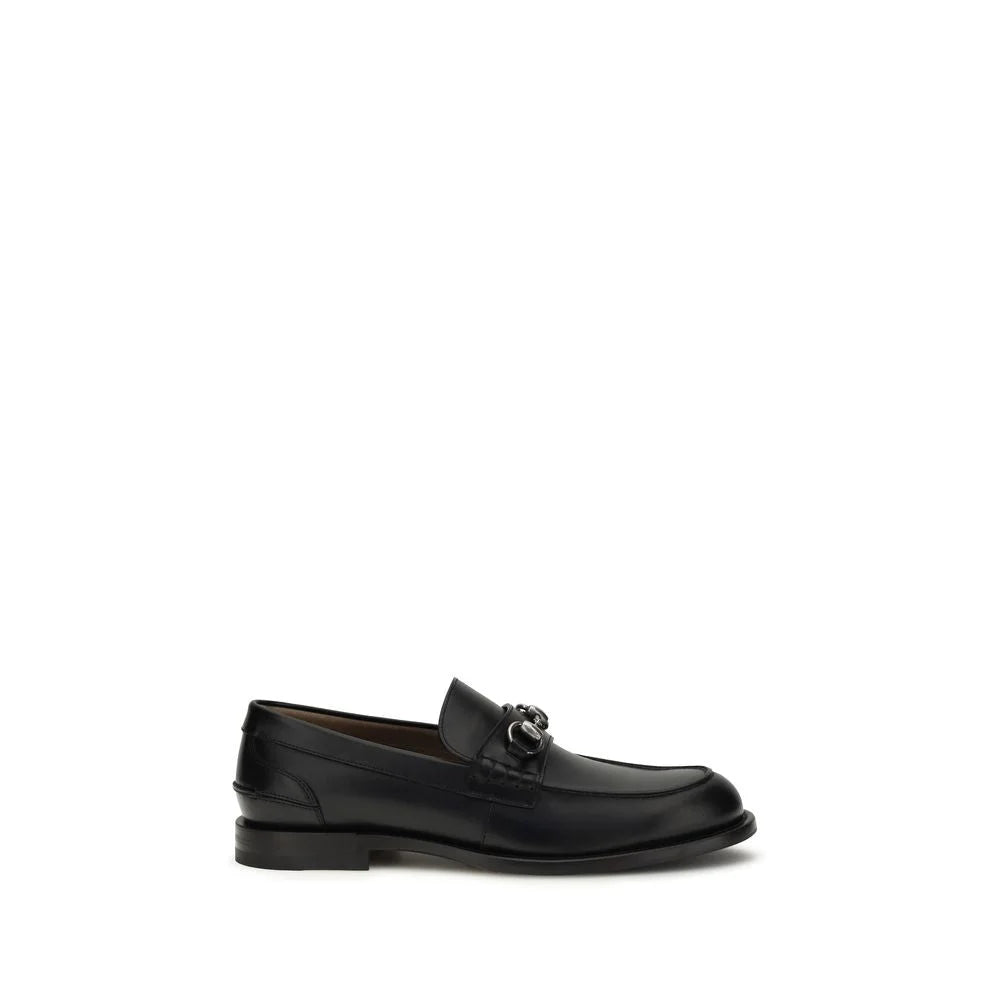 Gucci Black Calf Leather Bos Taurus Slip-On Loafers - EU40/US7
