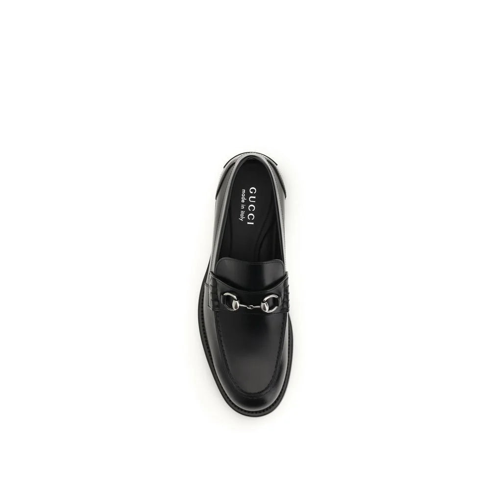 Gucci Black Calf Leather Bos Taurus Slip-On Loafers - EU40/US7