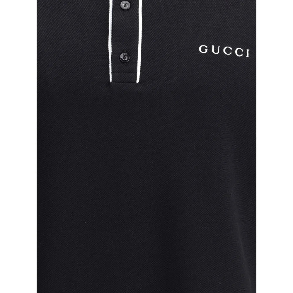 Gucci Black Cotton Polo Shirt