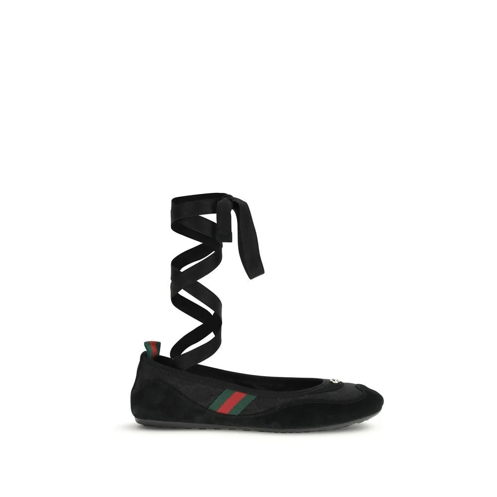 Gucci Balerini negri din material textil - Balerini