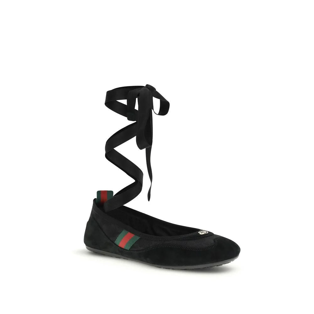 Gucci Balerini negri din material textil - Balerini