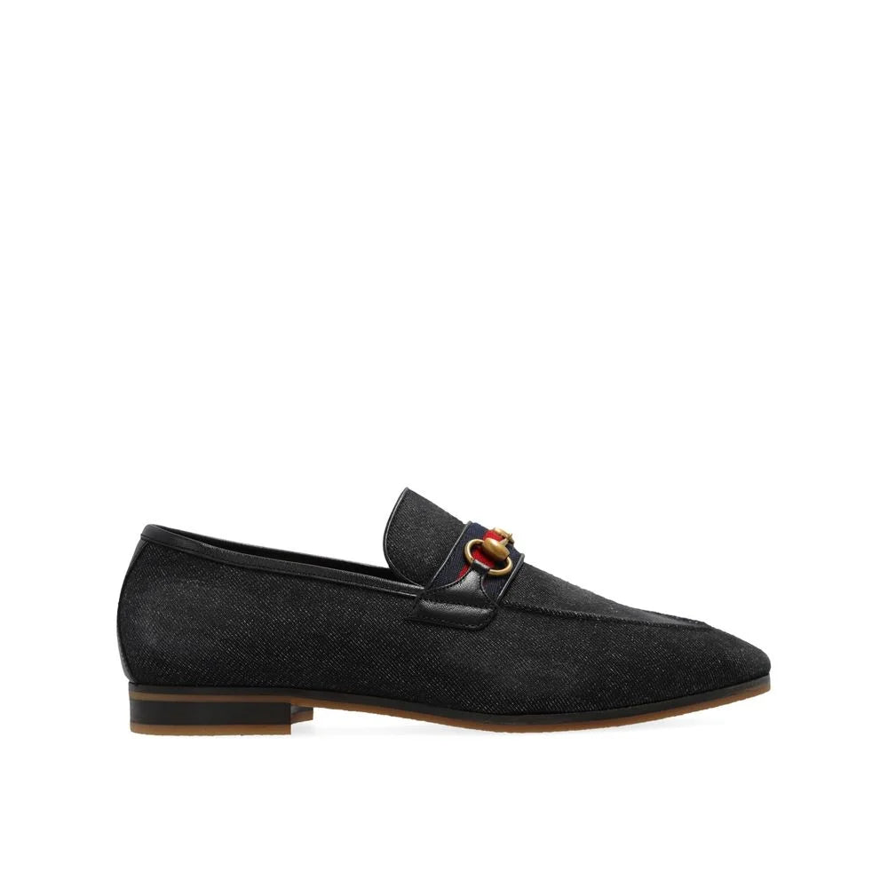 Gucci Black Fabric Slip-On Loafers - EU40/US7