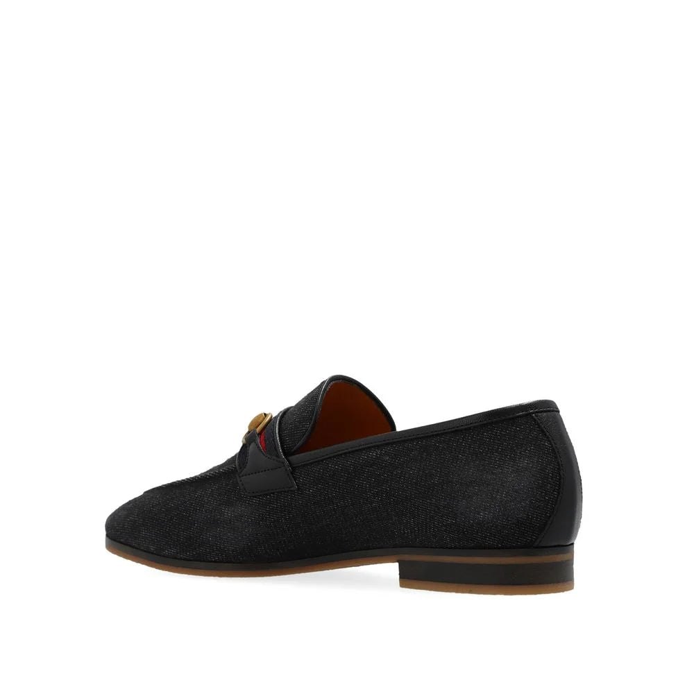 Gucci Black Fabric Slip-On Loafers - EU40/US7