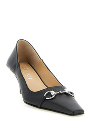 Gucci Black Lamb Leather Mid Heel Pumps