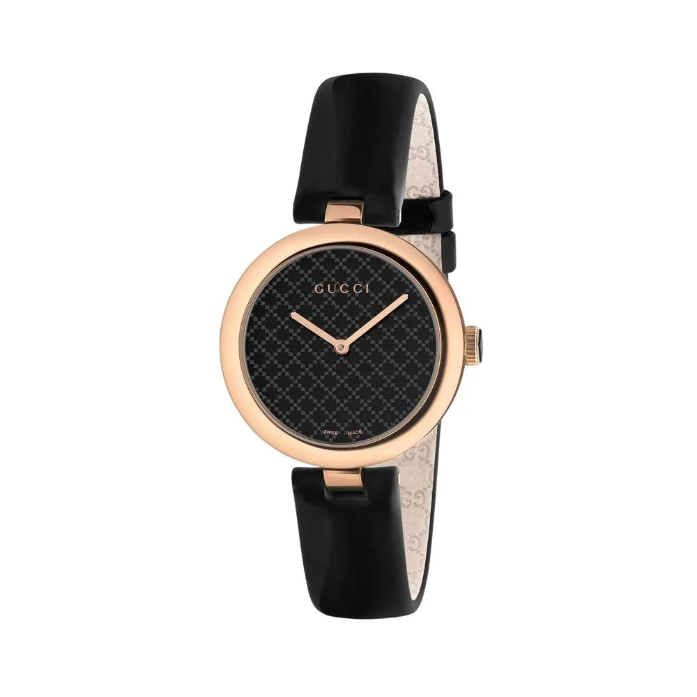 Gucci Black Leather Dress Watch