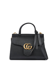 Gucci Black Leather GG Marmont Handbag - Shoulder Bags