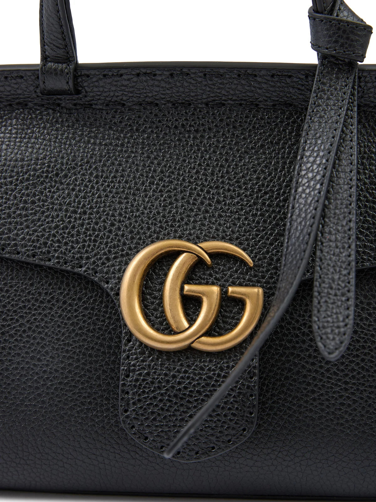 Gucci Black Leather GG Marmont Handbag - Shoulder Bags