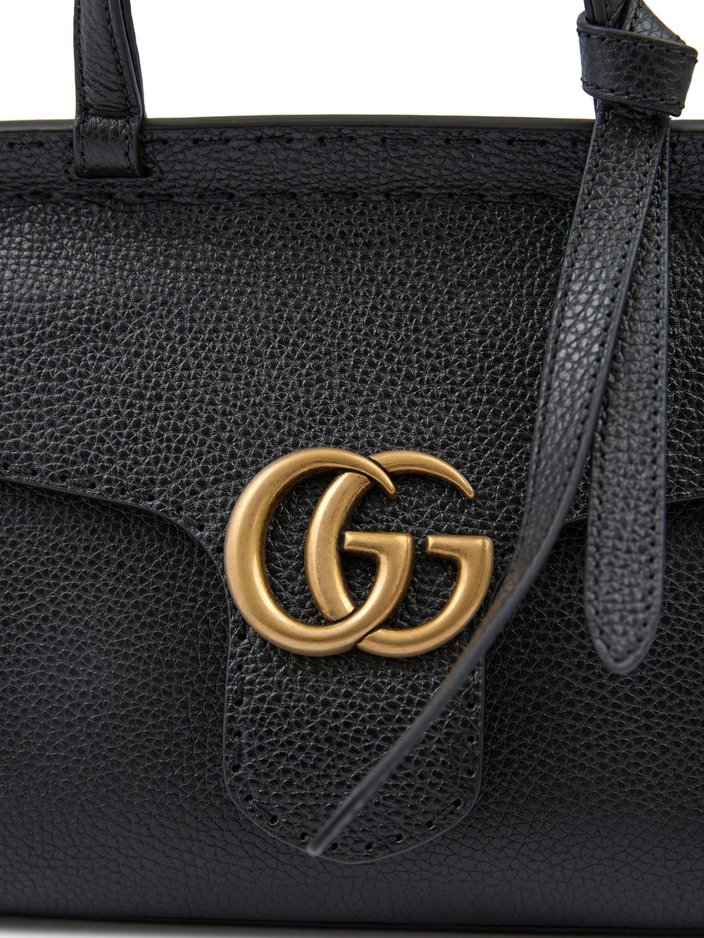 Gucci Black Leather GG Marmont Handbag - Shoulder Bags