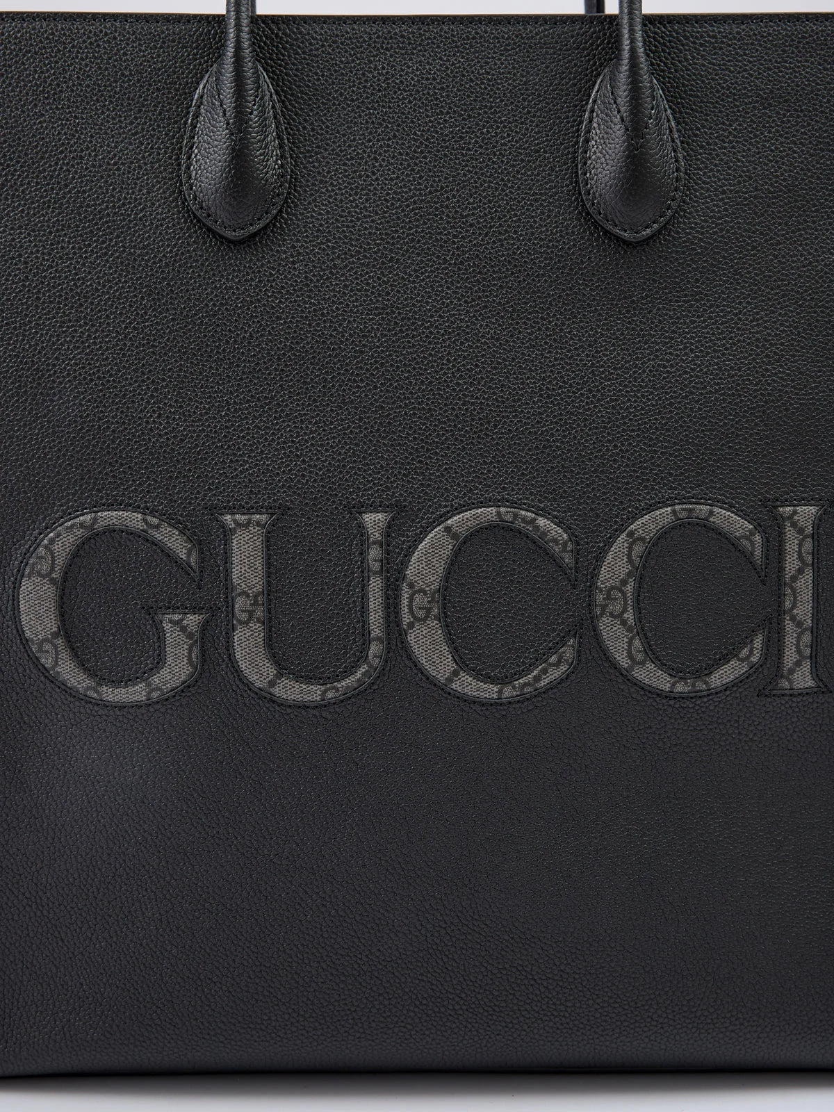 Gucci Black Leather Logo Medium Tote Bag - Shopper Bags