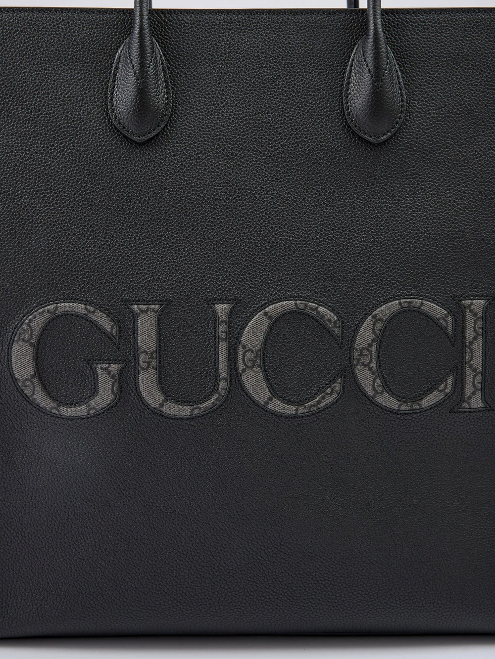 Gucci Black Leather Logo Medium Tote Bag - Shopper Bags