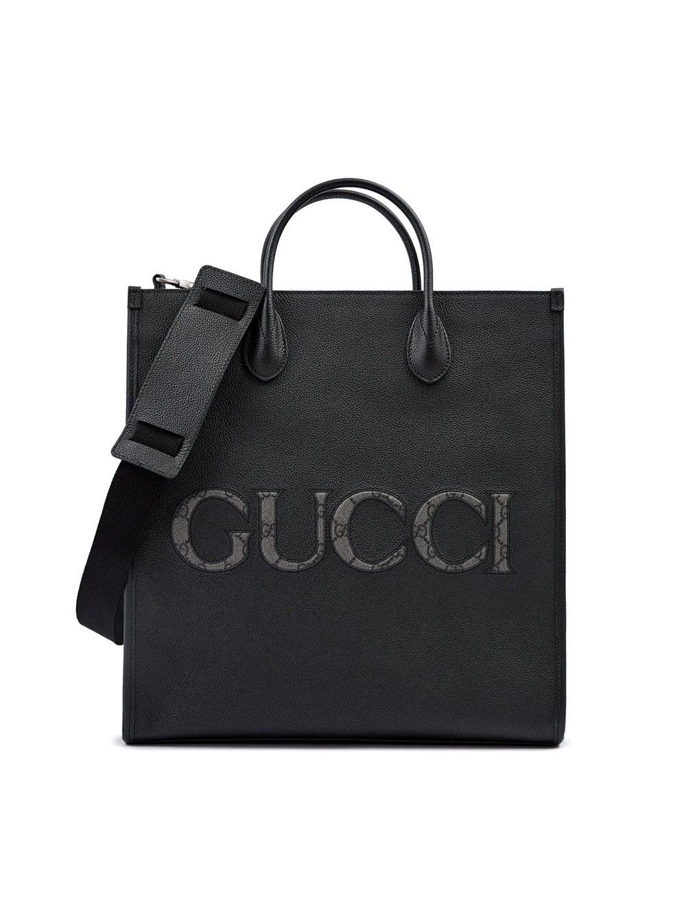 Gucci Black Leather Logo Medium Tote Bag - Shopper Bags