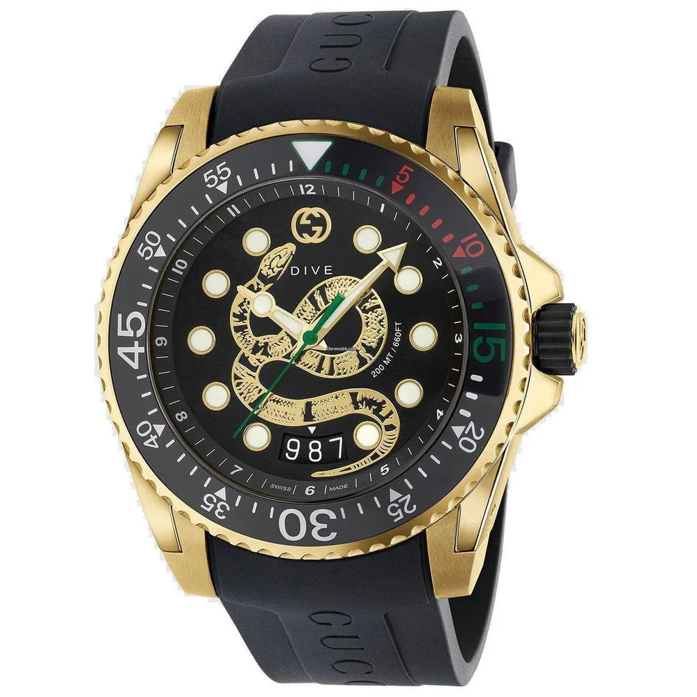 Gucci Black Rubber Sport Watch