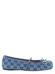 Gucci Blue Cotton Ballet Flats