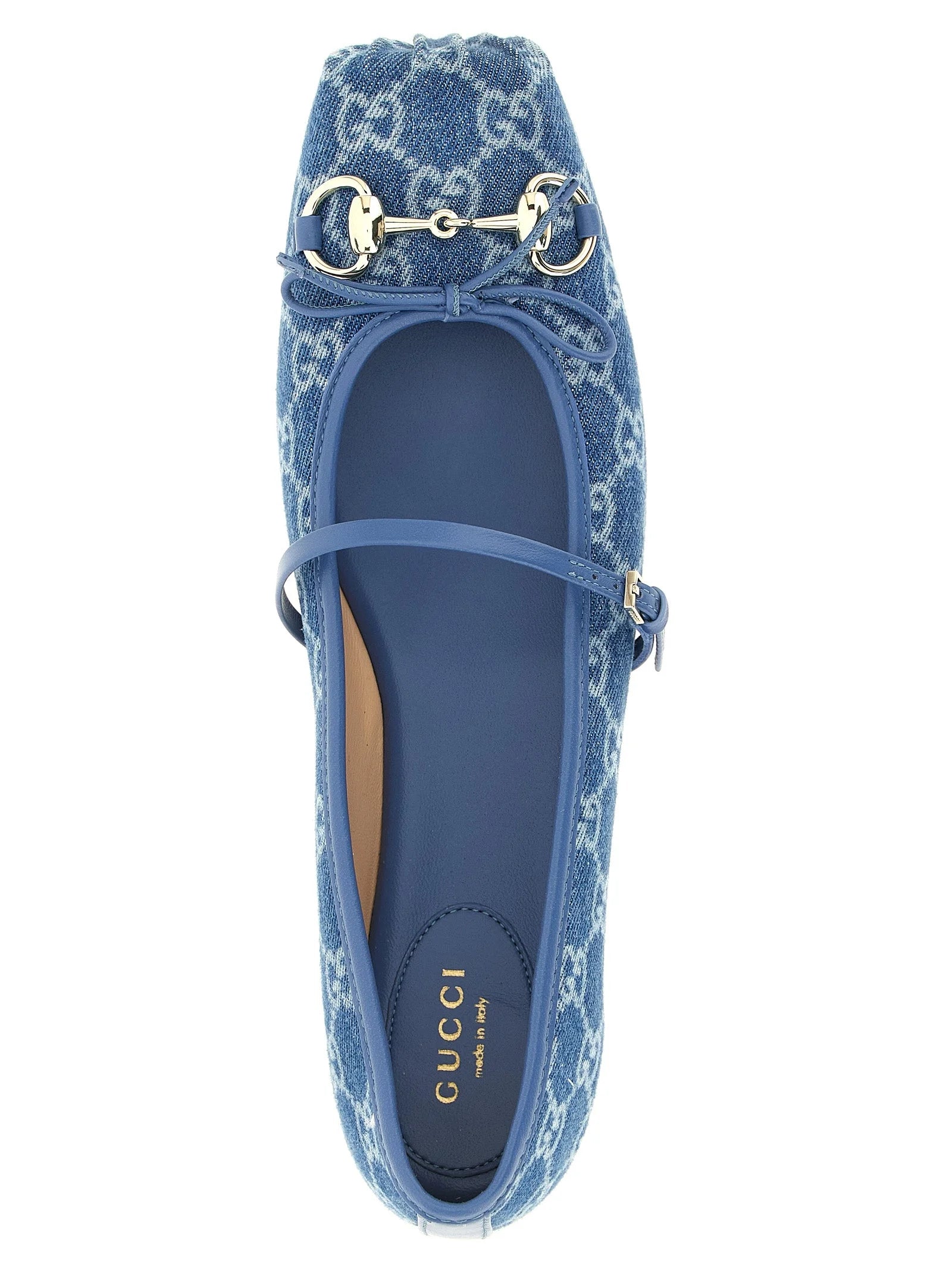 Gucci Blue Cotton Ballet Flats