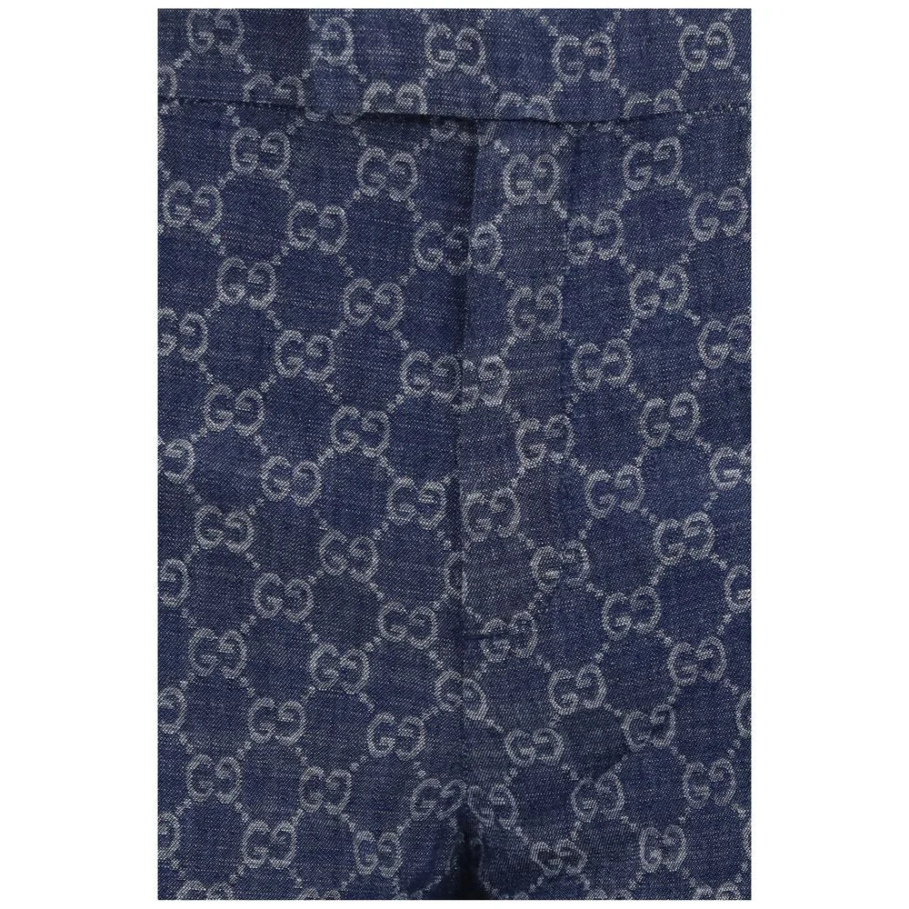 Gucci Blue Cotton Casual Pants