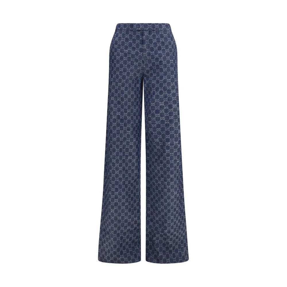 Gucci Blue Cotton Casual Pants