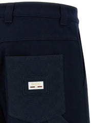 Gucci Blue Cotton Casual Pants