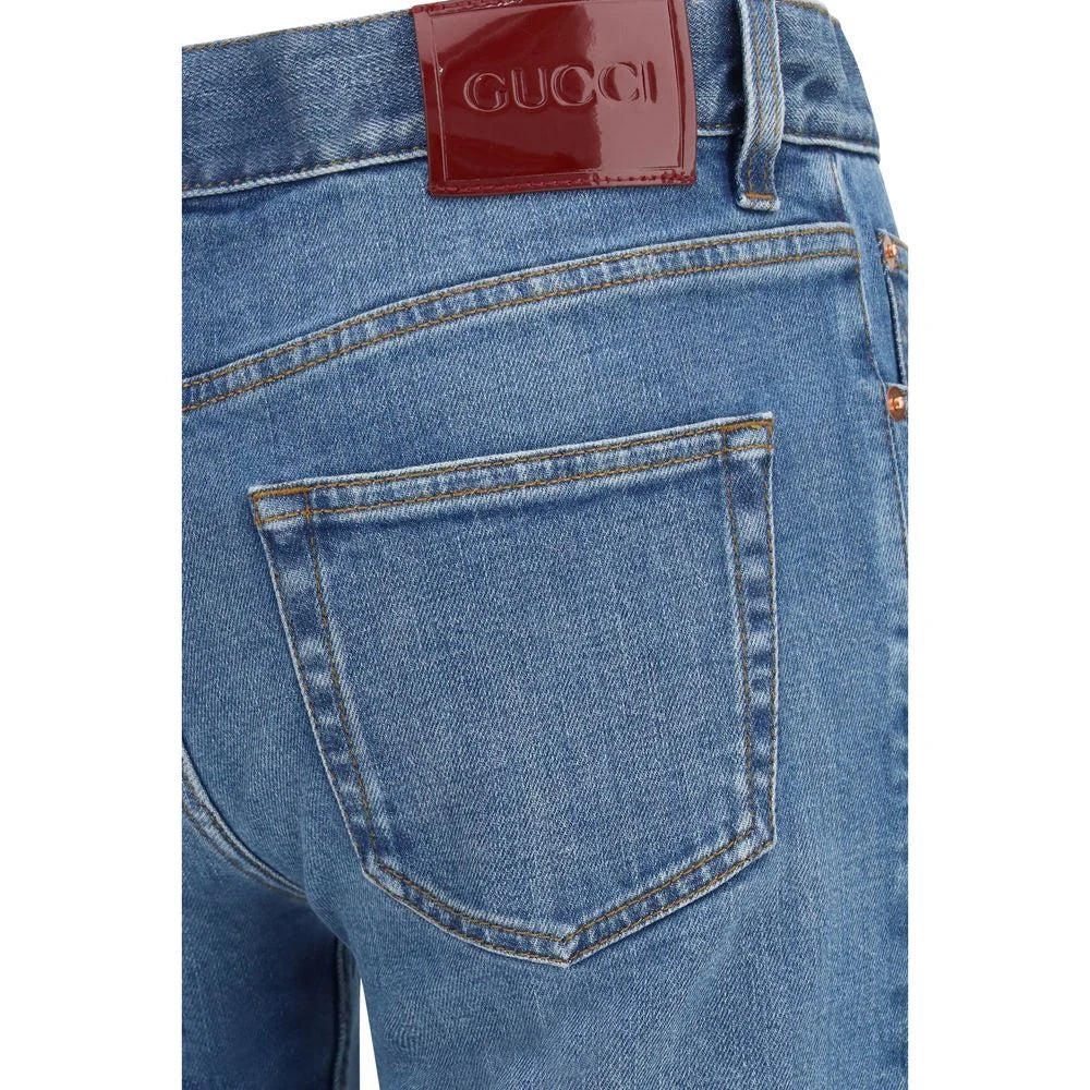 Gucci Blue Cotton Flared Jeans - W25
