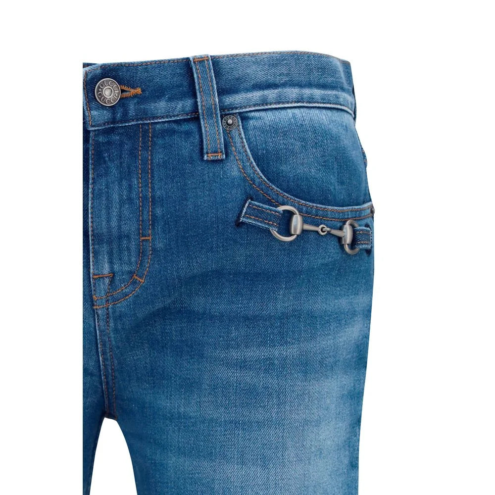Gucci Blue Cotton Flared Jeans - W25
