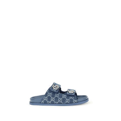 Gucci Blue Cotton Flat Sandals - EU40/US10