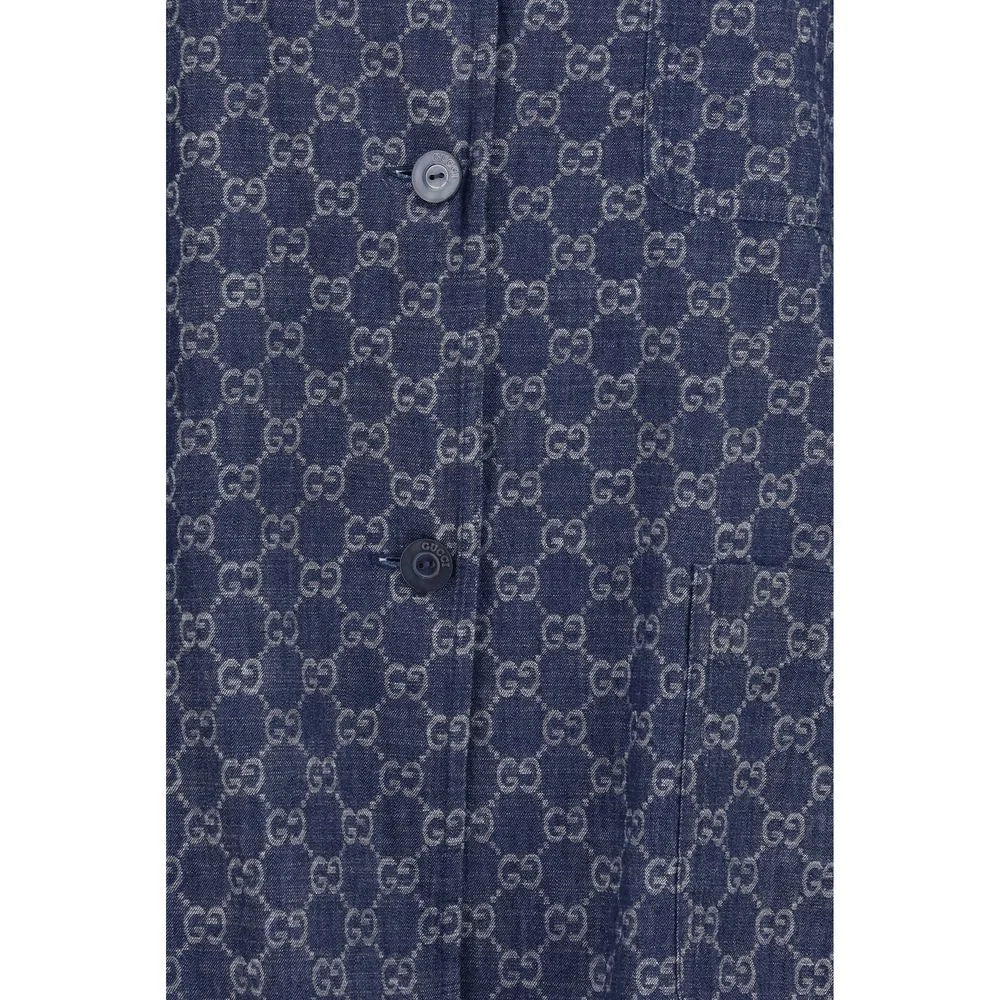 Gucci Blue Cotton Full-Length Jacket