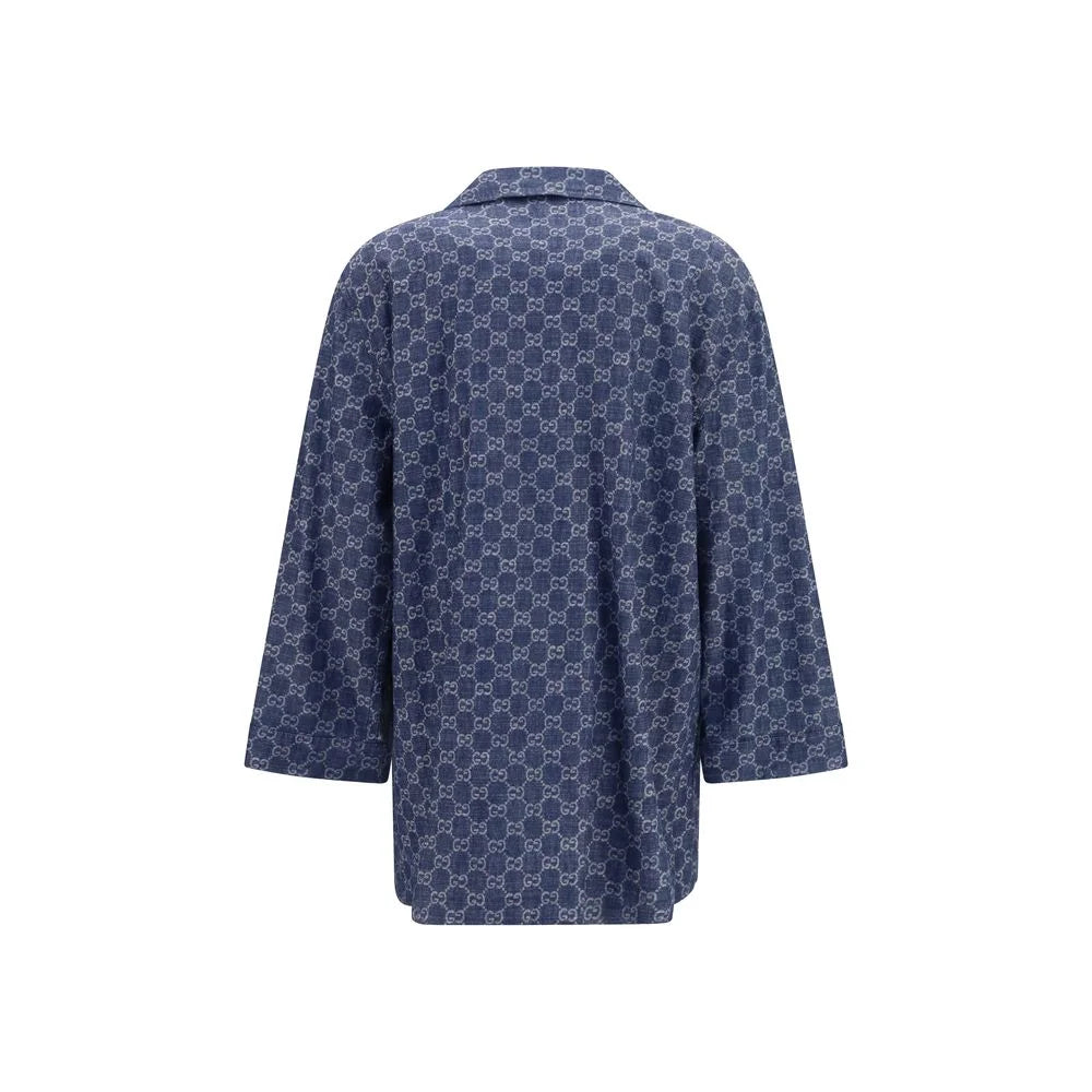 Gucci Blue Cotton Full-Length Jacket