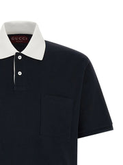 Camisa polo de algodão azul Gucci