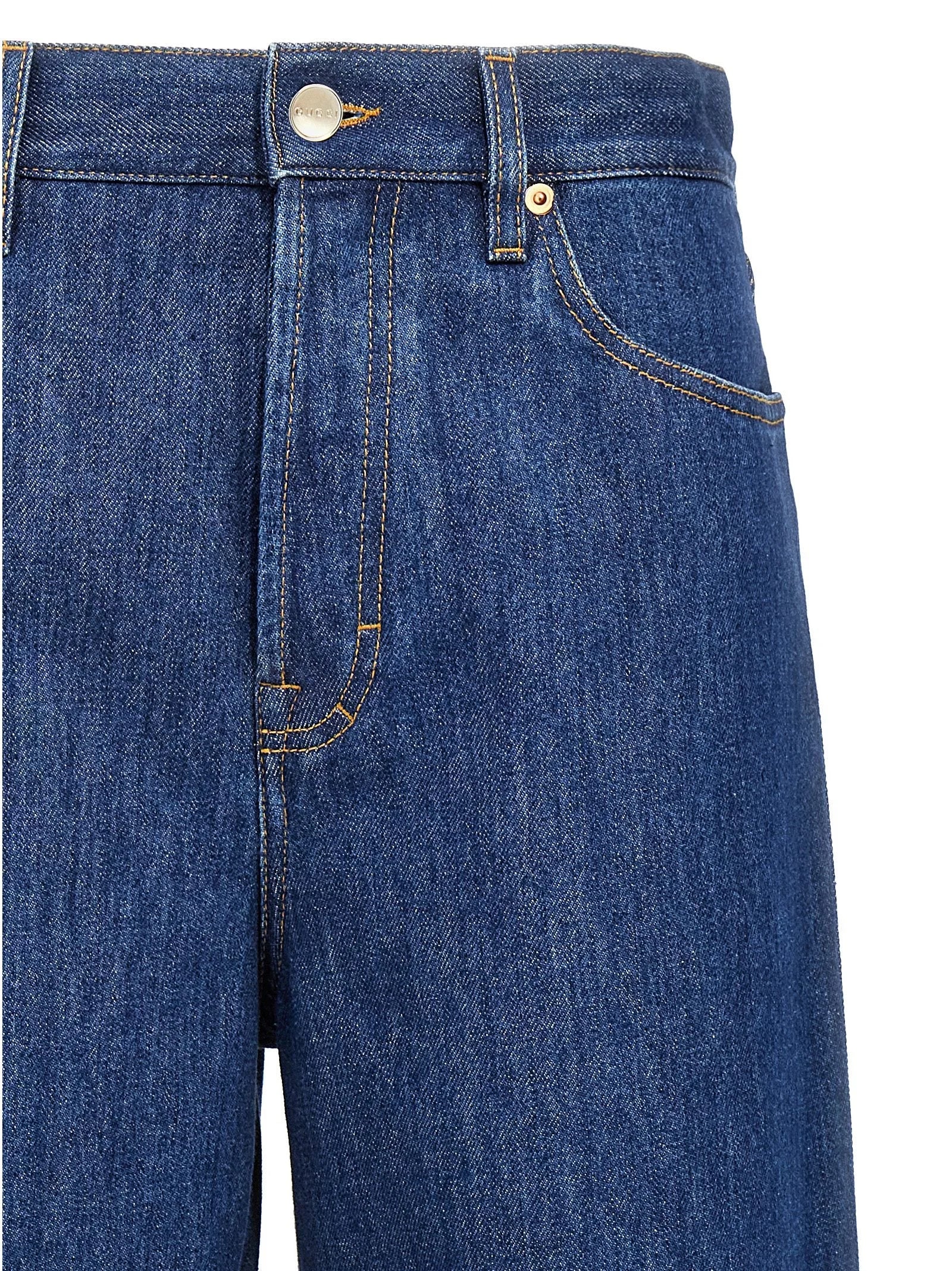 Gucci Blue Cotton Relaxed Fit Jeans - 27