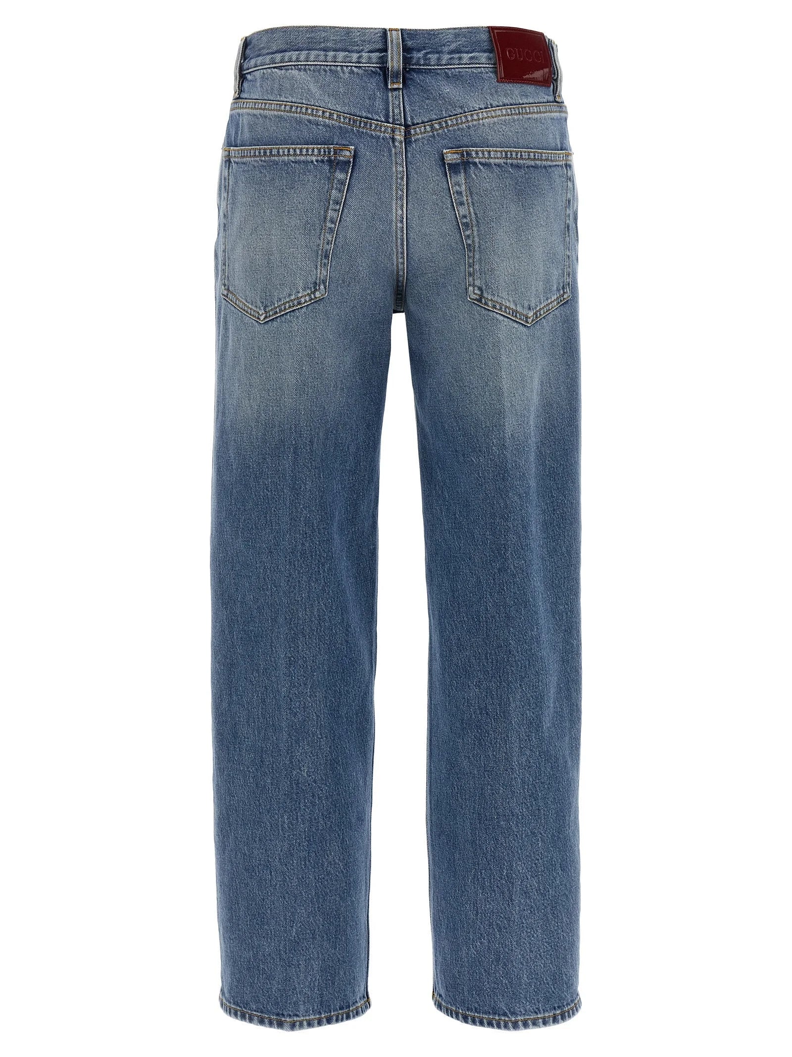 Gucci Blue Cotton Straight-Leg Jeans - 27