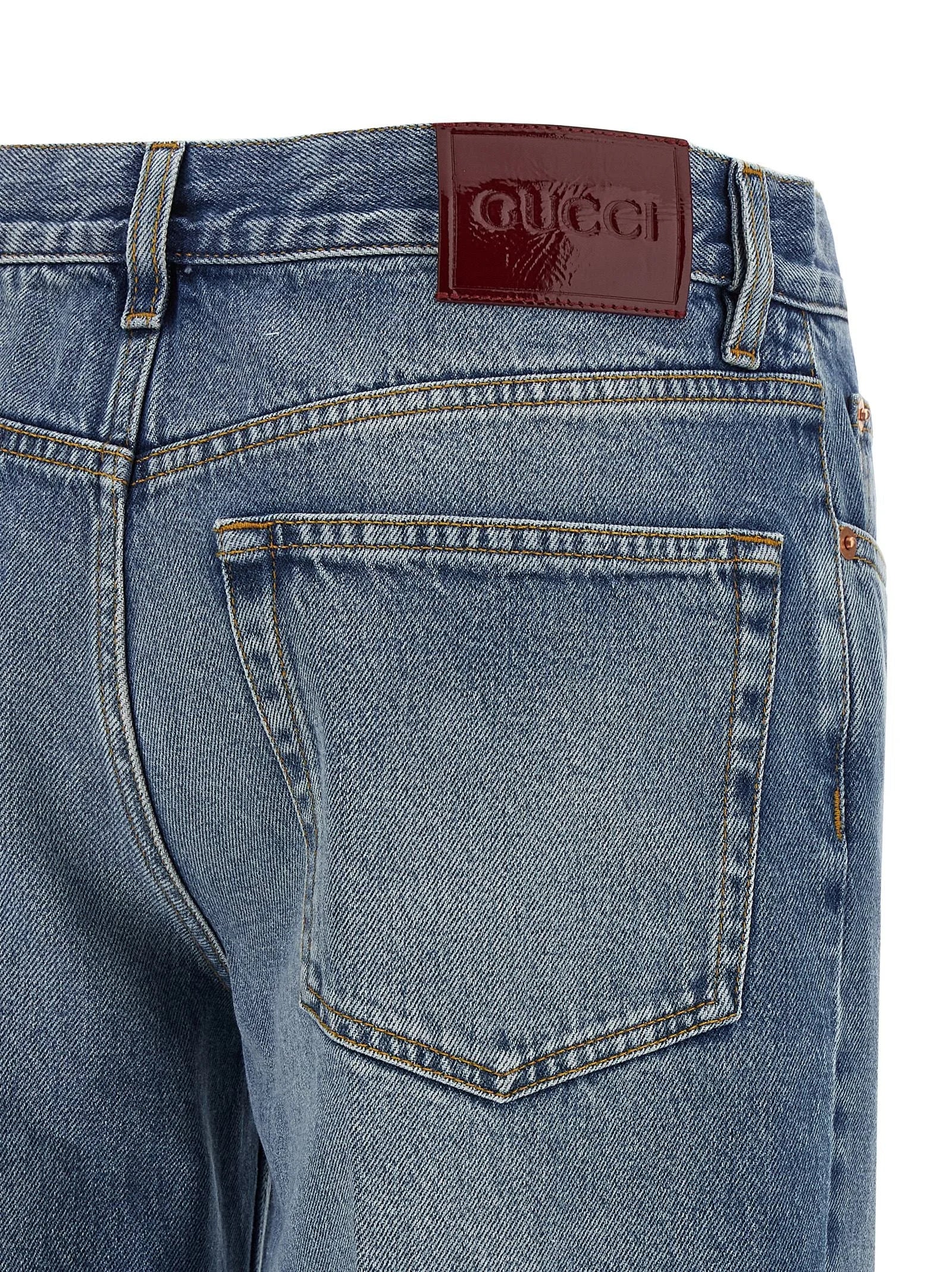 Gucci Blue Cotton Straight-Leg Jeans - 27