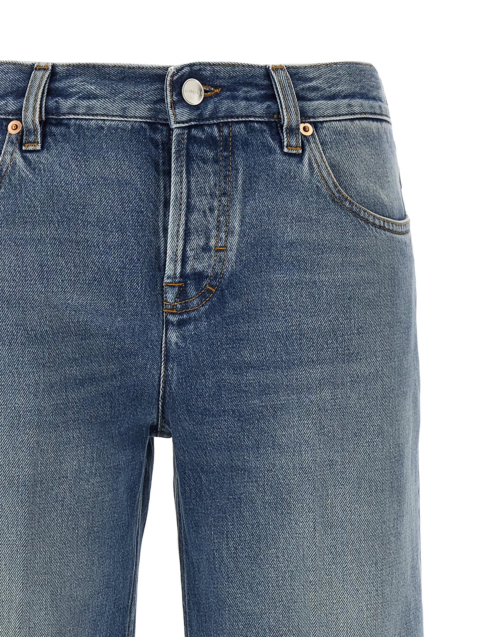Gucci Blue Cotton Straight-Leg Jeans - 27