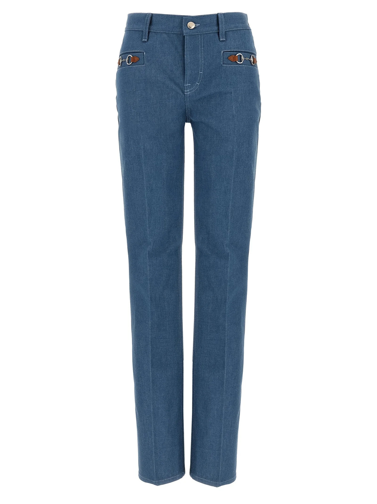 Gucci Blue Cotton Straight-Leg Jeans